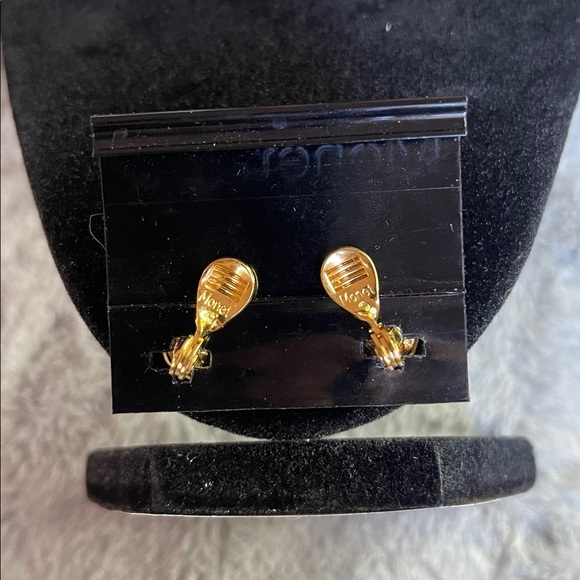 Monet Gold Earrings with Pearl and Crystal Accents - Picture 2 of 3